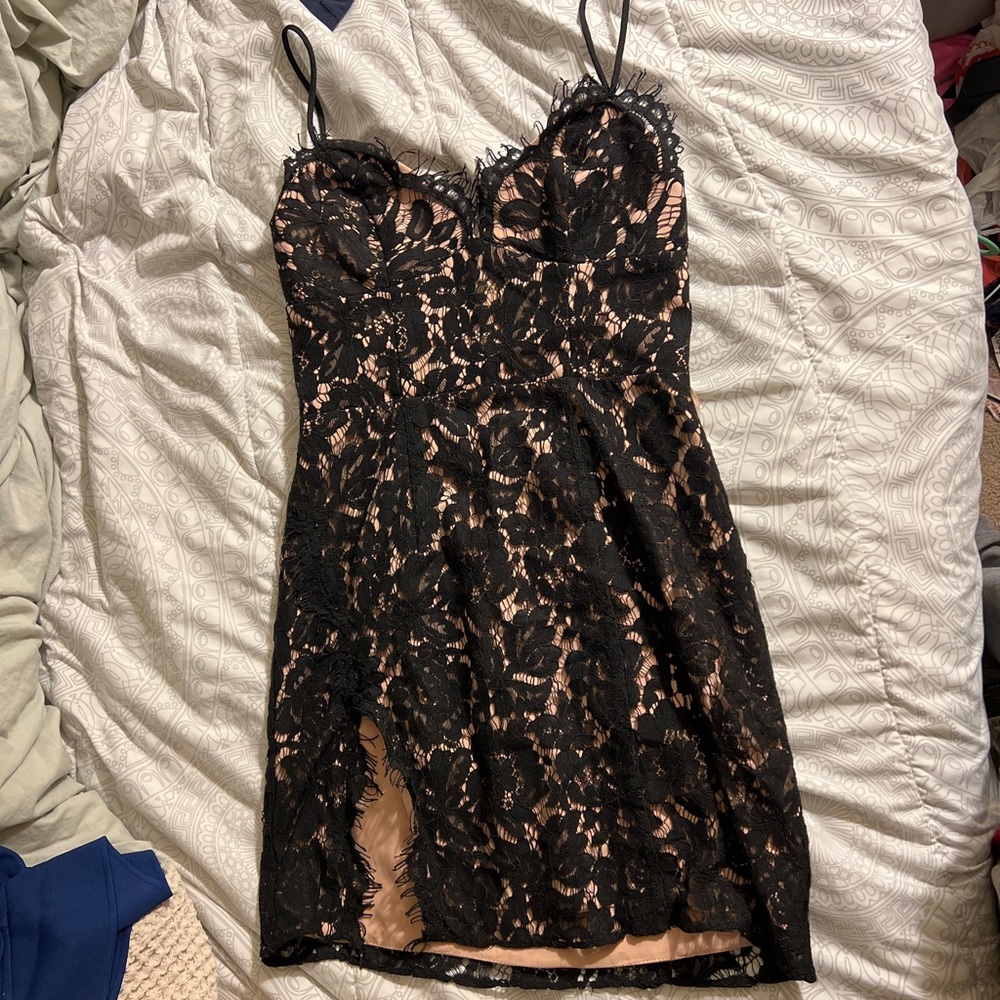 Sexy lace little black mini dress free people
